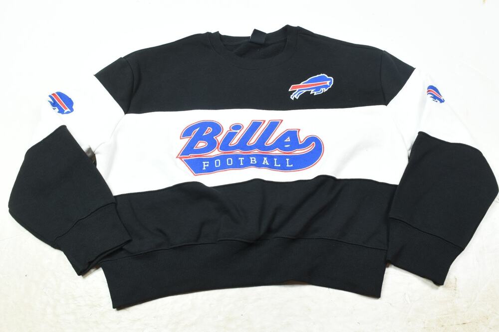 Ultra Game Buffalo Bills Sweater Womens XL Black White Long Sleeve Crop Boxy